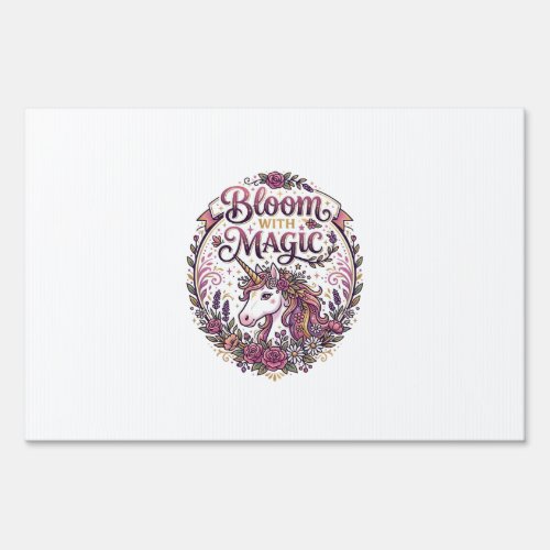Unicorn Bloom with Magic POD Ready White Backgroun Sign