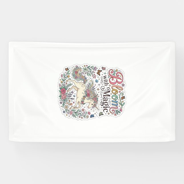Unicorn Bloom with Magic Premium Vector Typography Banner (Horizontal)
