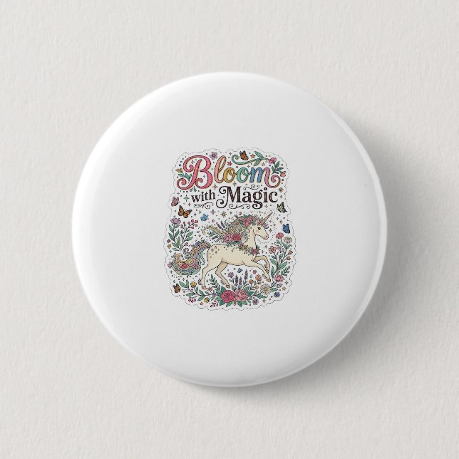 Unicorn Bloom with Magic Premium Vector Typography Button (Front)