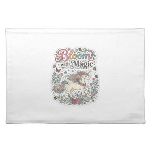 Unicorn Bloom with Magic Premium Vector Typography Cloth Placemat