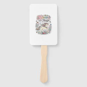 Unicorn Bloom with Magic Premium Vector Typography Hand Fan