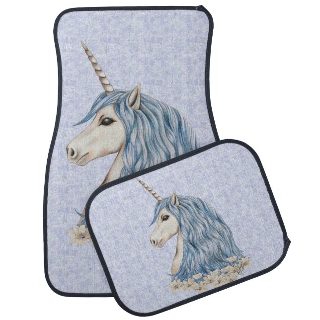 Unicorn Blue Hair Car Floor Mat (Set)