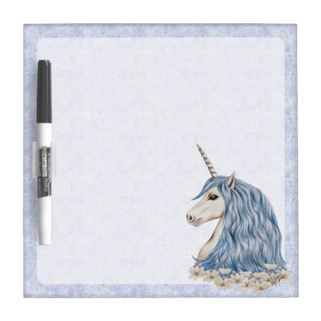 Unicorn Blue Hair Dry Erase Board (Front)