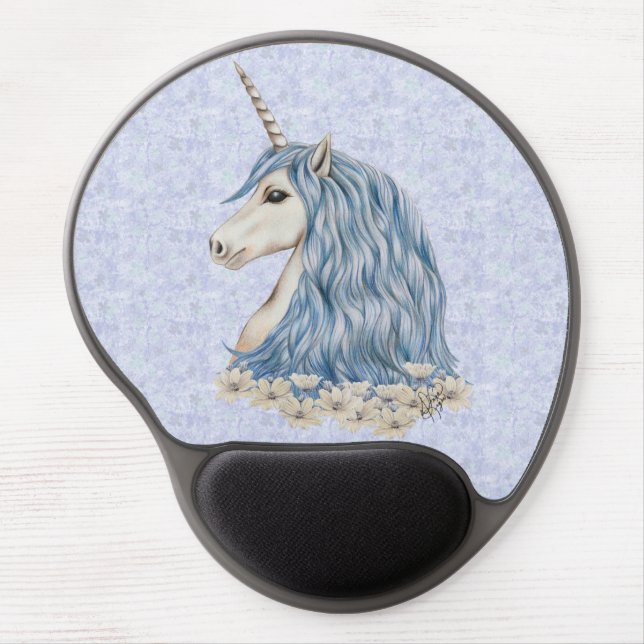 Unicorn Blue Hair Gel Mouse Pad (Front)