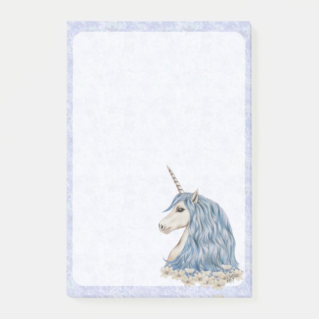Unicorn Blue Hair Post-it Notes (Front)