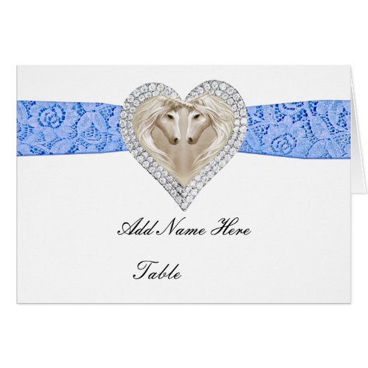 Unicorn Blue Lace Table Place Card (Front Horizontal)
