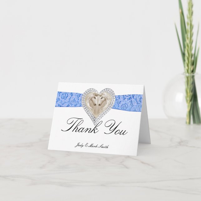 Unicorn Blue Lace Thank You Card (Front)
