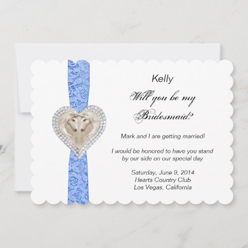 Unicorn Blue Lace Wedding Bridesmaid Card