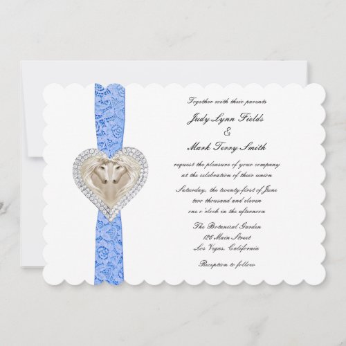 Unicorn Blue Lace Wedding Invitation