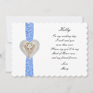 Unicorn Blue Lace Wedding Maid Of Honor Card