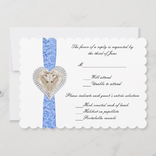 Unicorn Blue Lace Wedding Response Card