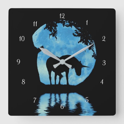 Unicorn Blue Moon Fantasy Clock