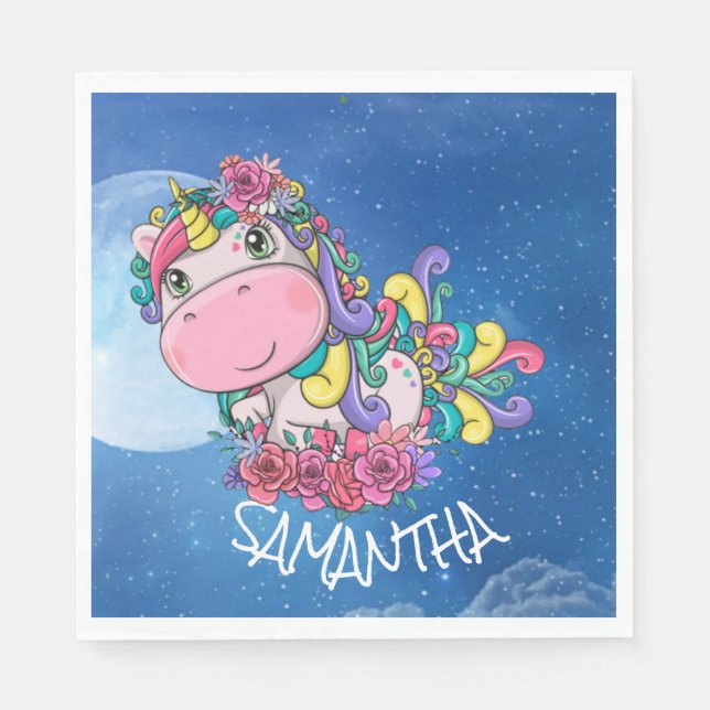 Unicorn Blue Moon  Napkins (Front)