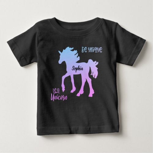 Unicorn Blue Pink Pastel Colorful Rainbow Baby T_Shirt