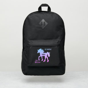 Unicorn Blue Pink Pastel Colorful Rainbow Port Authority® Backpack