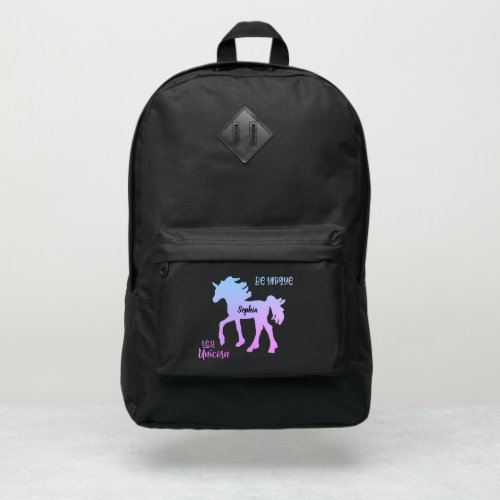 Unicorn Blue Pink Pastel Colorful Rainbow Port Authority Backpack