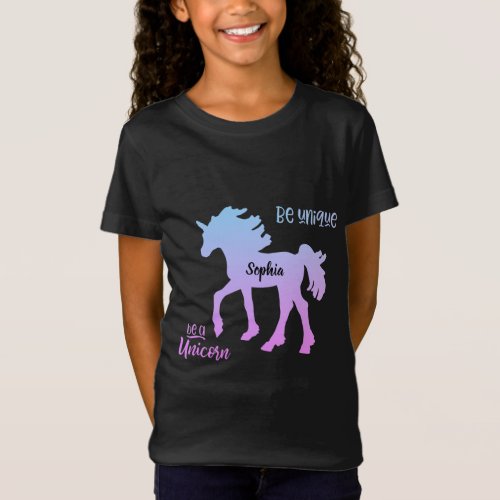Unicorn Blue Pink Pastel Colorful Rainbow T_Shirt