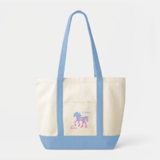 Unicorn Blue Pink Pastel Colorful Rainbow Tote Bag