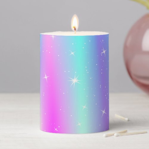 Unicorn Blue Purple Pink  Pillar Candle