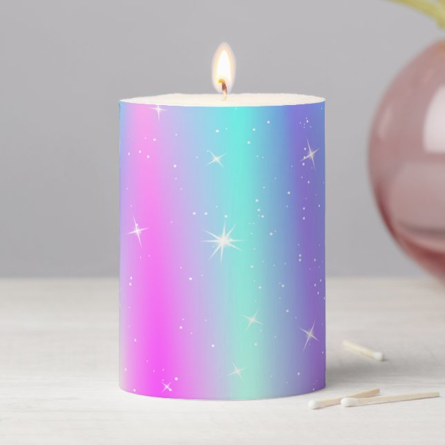 Unicorn Blue Purple Pink  Pillar Candle (In Situ)