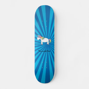 Unicorn blue sunburst skateboard deck