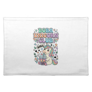 Unicorn Boba Unicorn Club Kawaii Typography Design Cloth Placemat