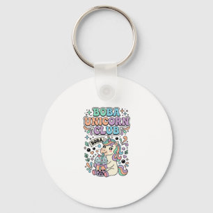 Unicorn Boba Unicorn Club Kawaii Typography Design Keychain
