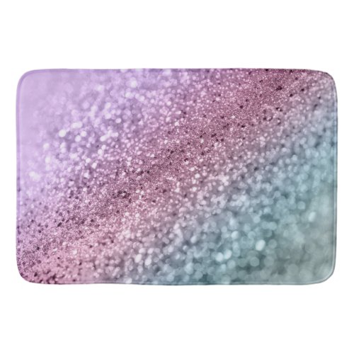 Unicorn Bokeh Glitter 1 Faux Glitter pastel  Bath Mat