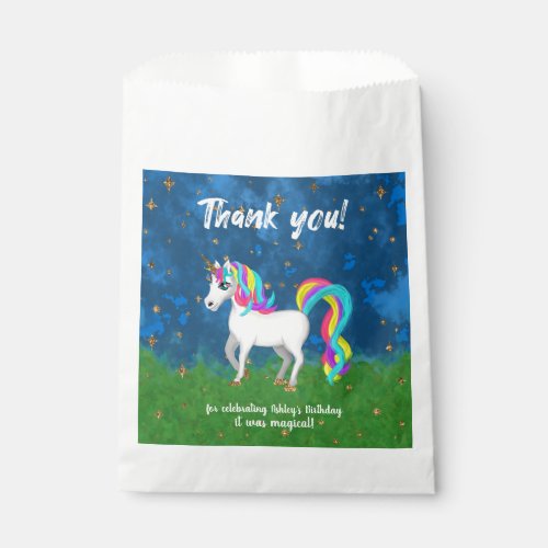 Unicorn Bold Bright Colors Thank You Birthday Favor Bag