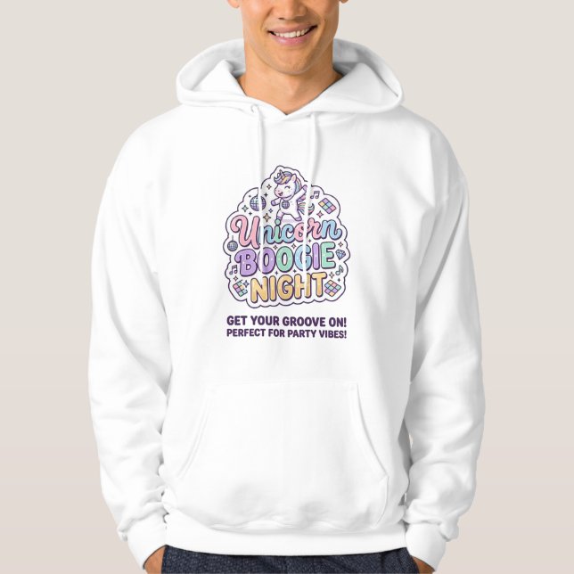 Unicorn Boogie Night Bold Typography Graphic Tee D (Front)