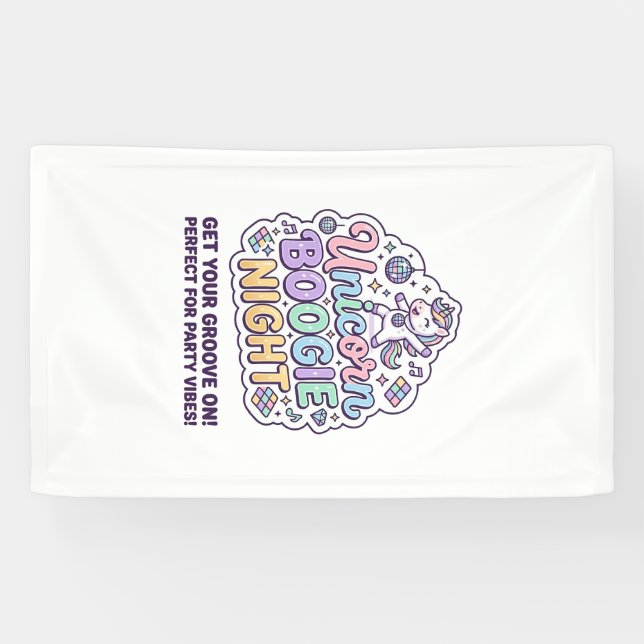 Unicorn Boogie Night Bold Typography Graphic Tee D Banner (Horizontal)