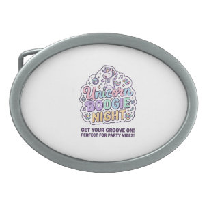 Unicorn Boogie Night Bold Typography Graphic Tee D Belt Buckle
