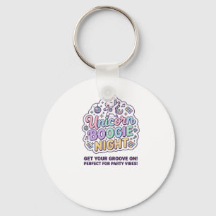 Unicorn Boogie Night Bold Typography Graphic Tee D Keychain