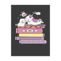 Unicorn Book Reading Girl Reader Future Librarian Postcard Unicorn Book Reading Girl Reader Future Librarian Postcard