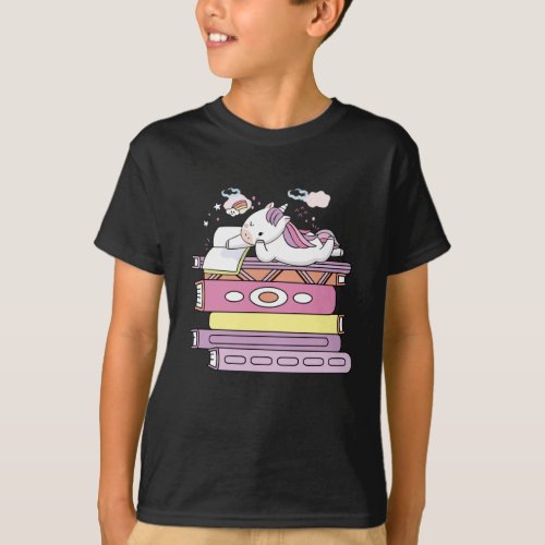 Unicorn Book Reading Girl Reader Future Librarian T_Shirt