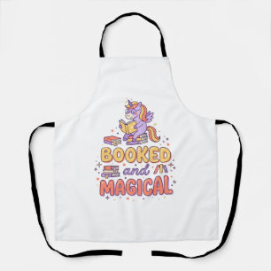 Unicorn Booked and Magical Print Ready White Backg Apron