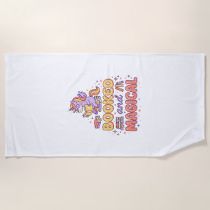 Unicorn Booked and Magical Print Ready White Backg Beach Towel