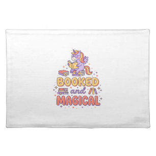 Unicorn Booked and Magical Print Ready White Backg Cloth Placemat