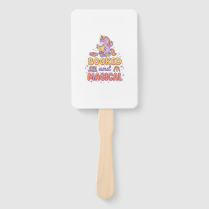 Unicorn Booked and Magical Print Ready White Backg Hand Fan