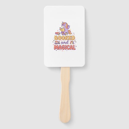 Unicorn Booked and Magical Print Ready White Backg Hand Fan