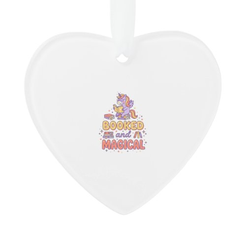 Unicorn Booked and Magical Print Ready White Backg Ornament