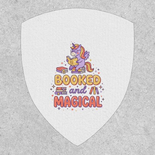 Unicorn Booked and Magical Print Ready White Backg Patch