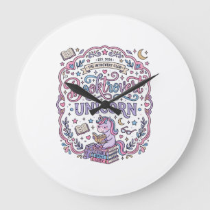 Unicorn Booktrovert Unicorn Playful Cute Gift Desi Large Clock