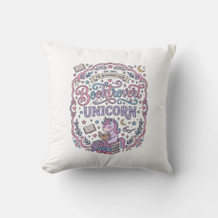 Unicorn Booktrovert Unicorn Playful Cute Gift Desi Throw Pillow
