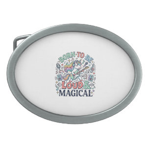 Unicorn Born to Be Loud and Magical Original White Belt Buckle