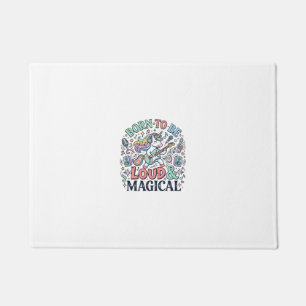 Unicorn Born to Be Loud and Magical Original White Doormat