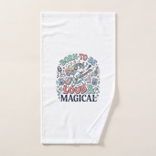 Unicorn Born to Be Loud and Magical Original White Hand Towel
