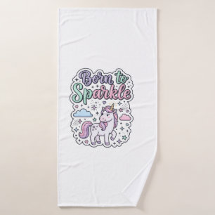 Unicorn Born to Sparkle Graphic Design Merch Desig Bath Towel