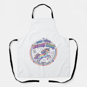 Unicorn Born Under Unicorn Stars Funny Print on De Apron