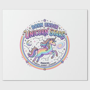 Unicorn Born Under Unicorn Stars Funny Print on De Wrapping Paper